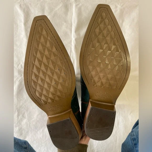 NWT Sterling River Boots Emerald Green Leather Embroidered Western Boots W11 - Picture 8 of 12